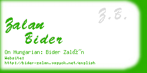 zalan bider business card